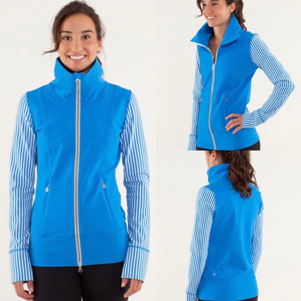 NWT Lululemon Daily Yoga Jacket Beaming Blue Size 2 Long Sleeve